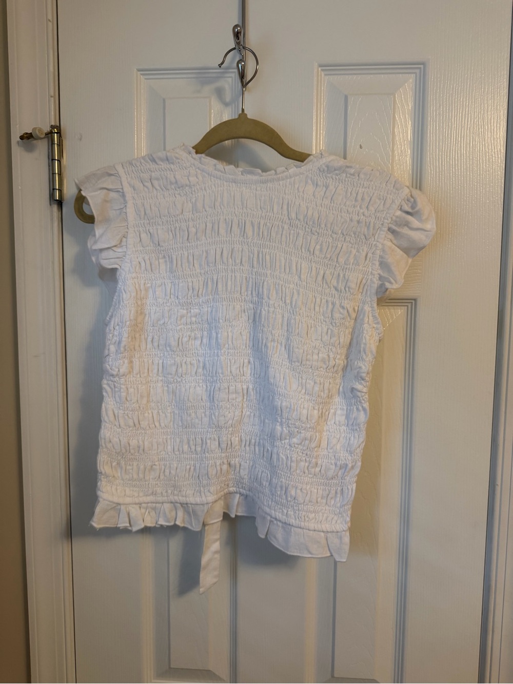 Abercrombie White Ruffled Smocked Top